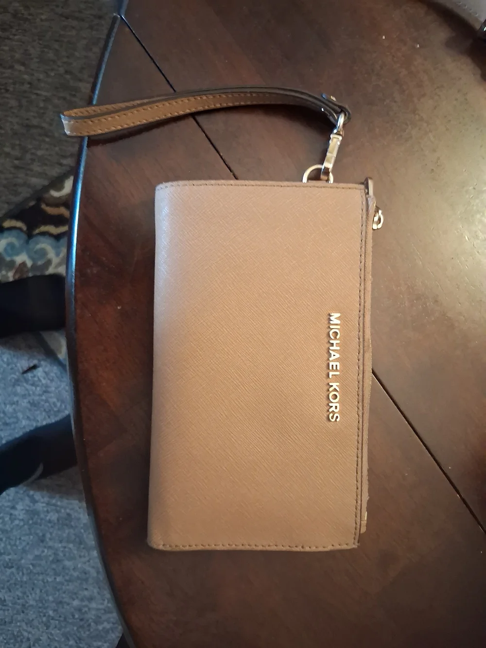 Michael Kors Men’s Beige/Tan Leather Wallet with Logo Hardware